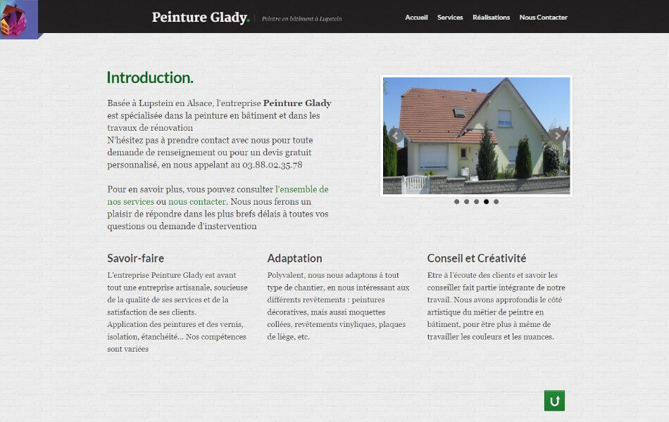 Thomas Morice developer peinture glady website